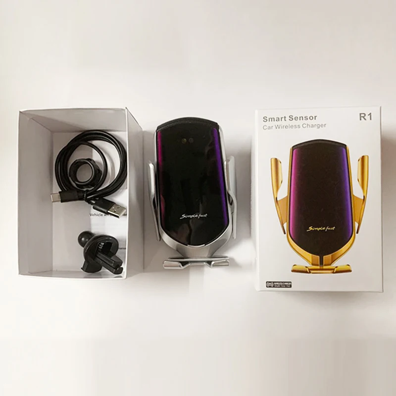 R1 Car Wireless Charger 10W  Infrared Sensor Automatic Clamping Fast Charging Phone Holder Support Qi for iphone 11 XS  Samsung