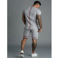 new short sleeve stitching suit men two pieces mens sets t shirt shorts casual tracksuit set sweatsuit patchwork sportswear male