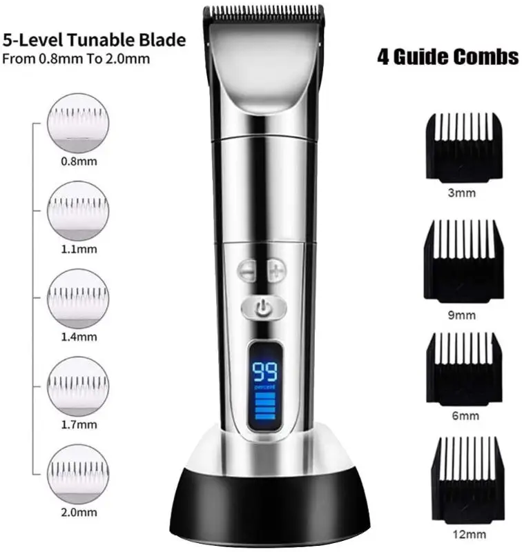 

Professional Electric Hair Clippers Beard Trimmer Barber Grooming Kit Rechargeable Cordless Haircut Machine Shaver