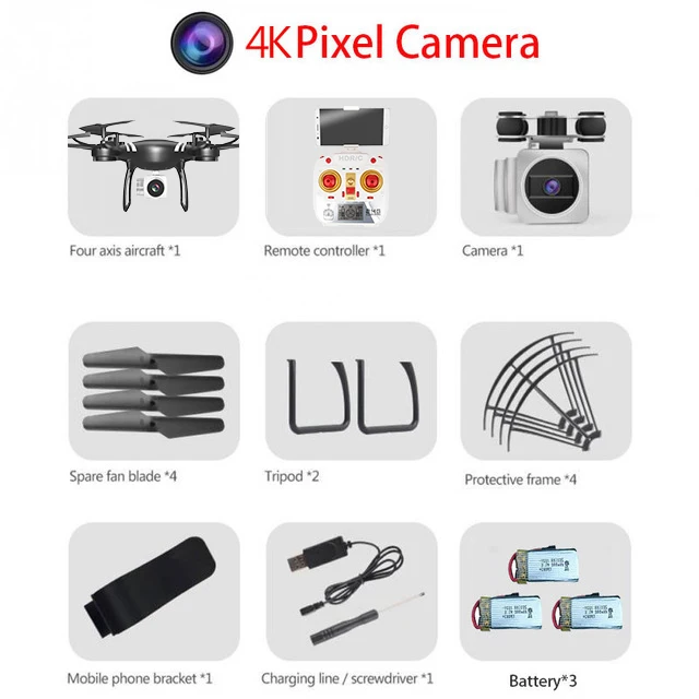 Black 4K Camera 3B RC WI-FI с видом от первого лица Квадрокоптер 4K HD Камера Дрон профессиональной воздушной видео 6 Axis Gyro 4 Каналы р/у вертолет Квадрокоптер с высокой фиксацией - Цвет: Black 4K Camera 3B