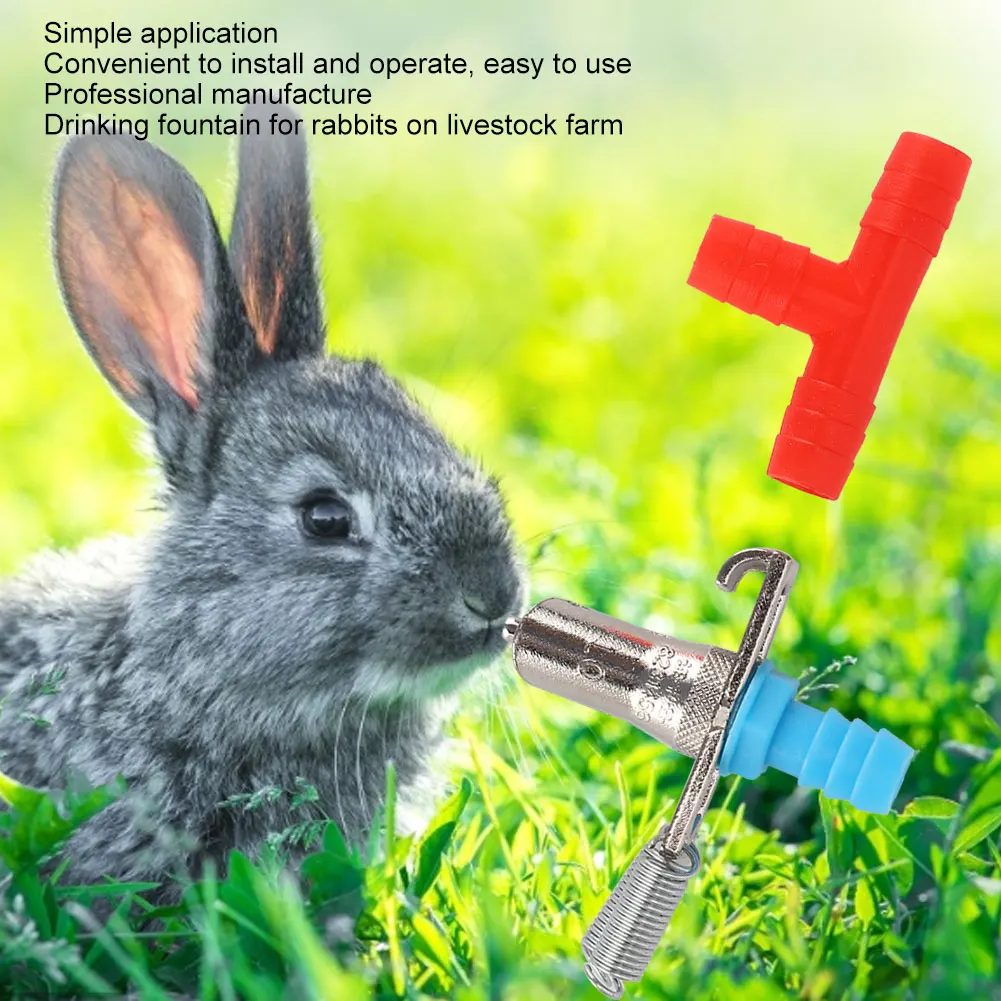 

20PCS 3 Way No Rust Durable Three Way Double Spring Rabbit Drinking Fountain Drinker Water Feeding Nipple Supplies