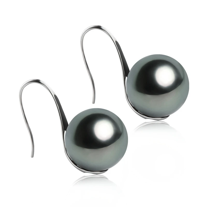 Серьги-подвески из серебра S925 пробы с натуральным жемчугом 8 мм | Украшения и