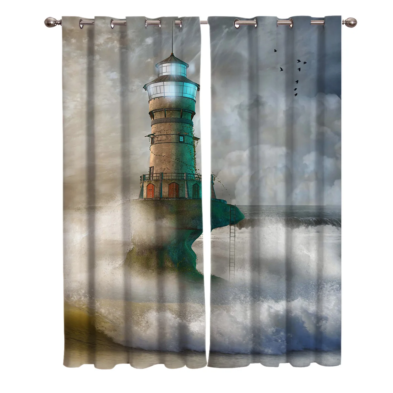 Пейзаж маяк облака океан занавески для обработки окон жалюзи на окна гостиной