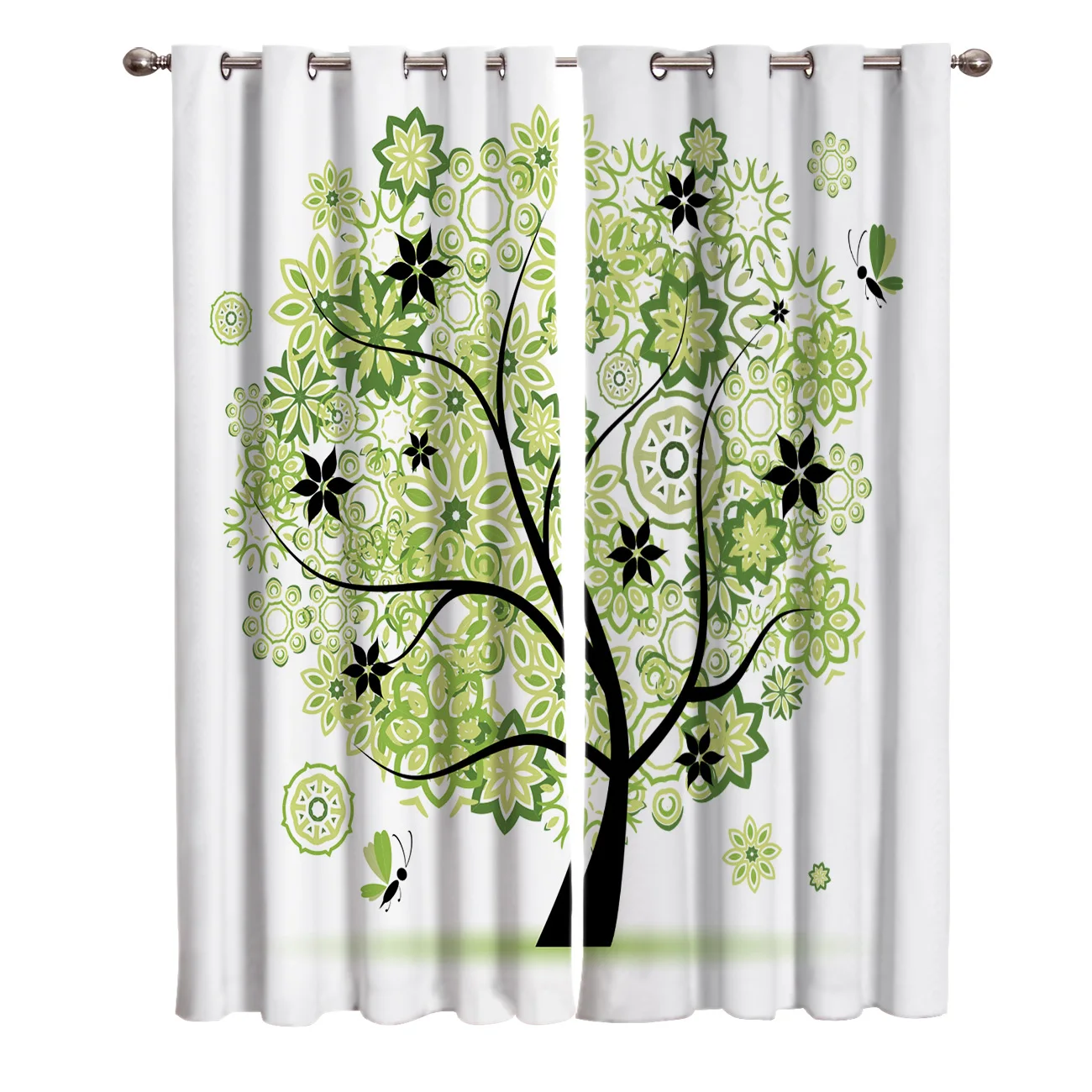 Милая ЖИЗНЬ Дерево бабочка мандала цветок зеленый штора стержень Кухня Открытый