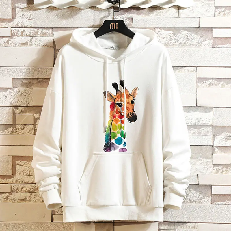 

2021 Autumn Men's Women's Sweatshirts Men's Hooded Loose Trend Deer Print Harajuku Student Hoodie Hip-Hop Plus Size Jacket Top