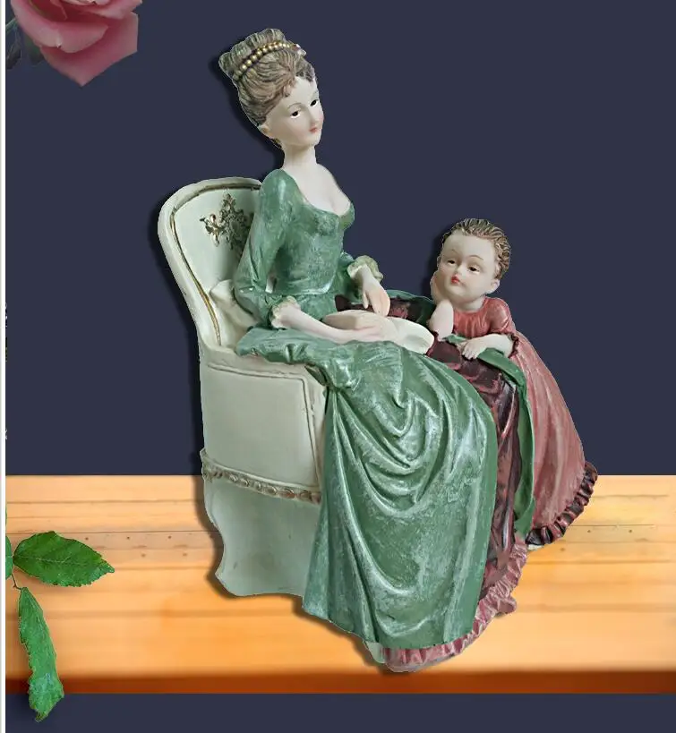 Европейские фигурки Ангела из смолы для семьи, мамы и дочки, свадебные подарки, статуэтка для дома, гостиной, стола, украшение интерьера, ремесла