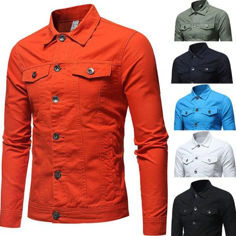 

Casual Pocket Decoration Fashion Solid Color Men's Denim Jacket Japanese Spring and Autumn Men Clothing Shirt Jacket