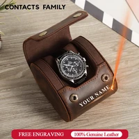 luxury watch roll case display watch box genuine leather travel wristwatch jewelry storage pouch organizer gift free engraving