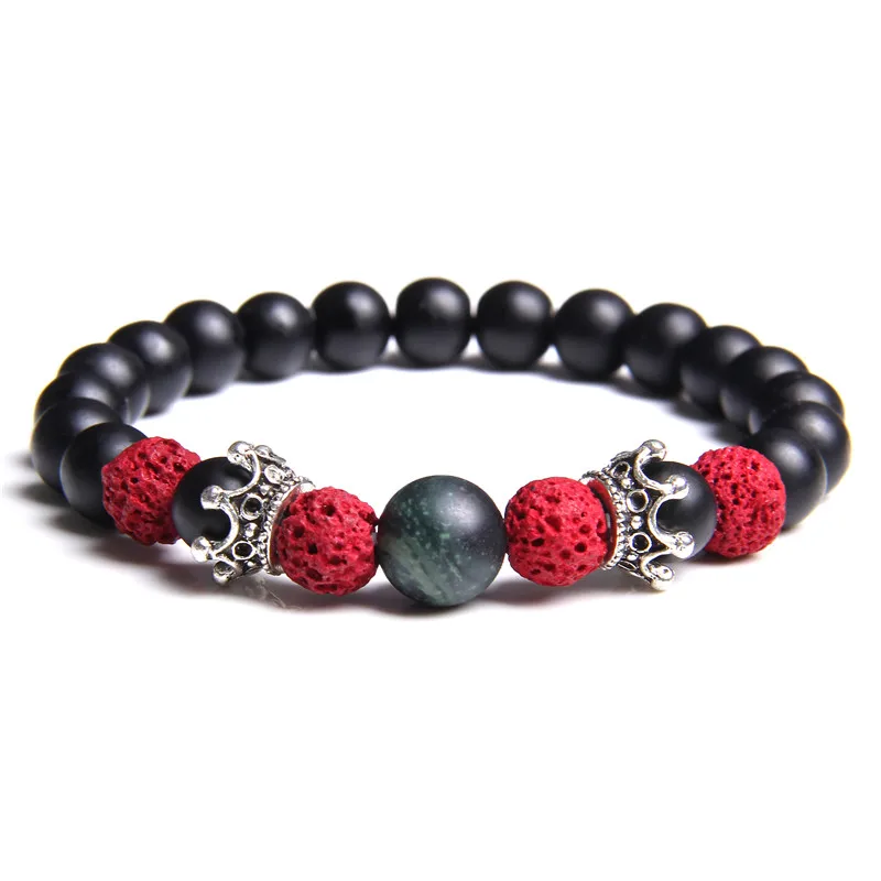 Натуральный трендовый браслет с голубыми лазуритовыми бусинами для мужчин