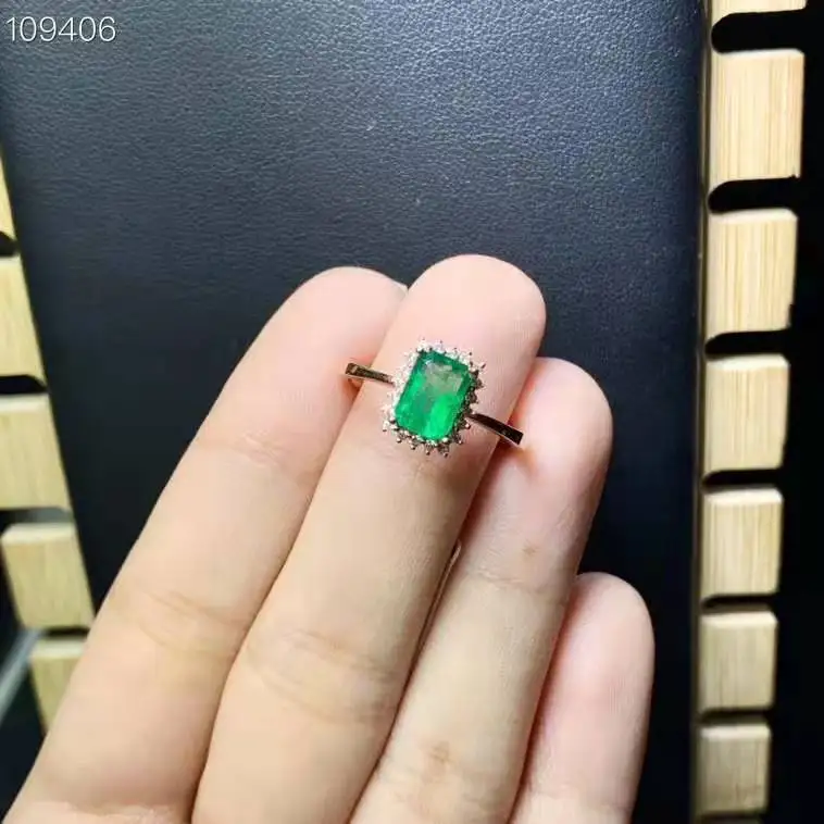 Кольцо с натуральным изумрудом модно драгоценный камень качество 18k Золото 5x7 мм
