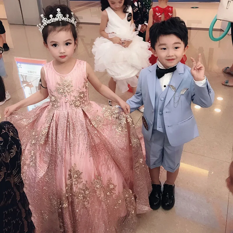 Girl Communion Dress Children Wedding Bridesmaid Dresses Kids Tulle Boutique Ball Gowns Girls Pageant Performance Vestidos |
