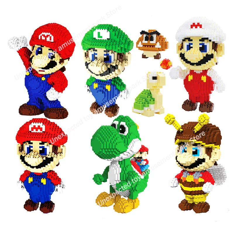 

DIY Super Mario Mini Building Blocks Yoshi Cartoon Anime Character Model Series Building Blocks Children's Educational Toy Gift