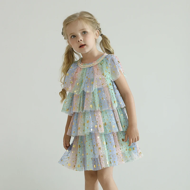 Платье для девочки на новый год 2022 тюль с блестками детское платье принцессы день