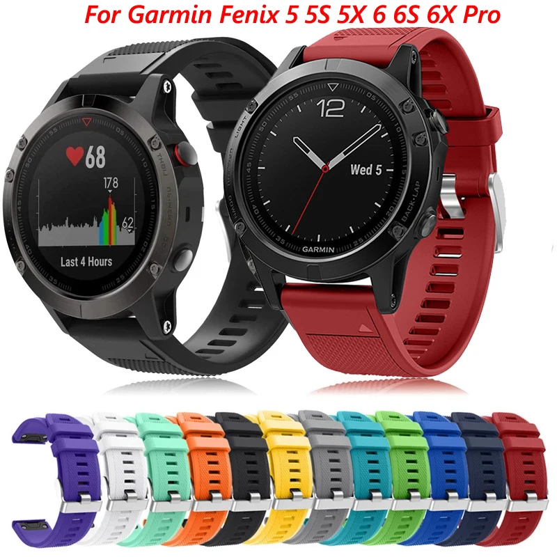 Ремешок силиконовый быстросъемный для смарт-часов Garmin Fenix 6 6S 6X 5X 5 5S 3HR 935 945 20 22 26 мм