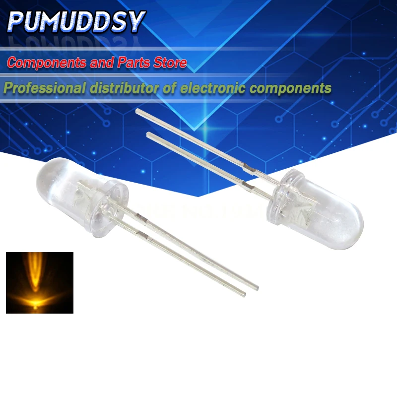 100 шт. светодиоды с желтыми светоизлучающими диодами 5 мм | Электронные компоненты