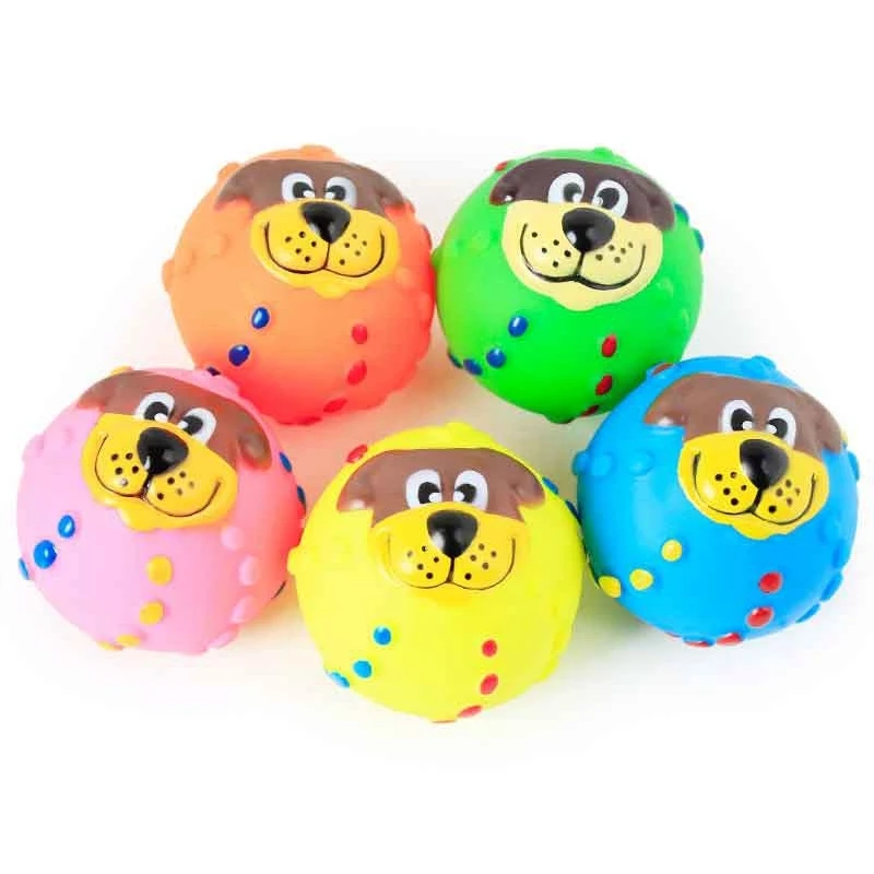 

Toy Pets Interactive Vocal Ball Vinyl Vocal Dog Face Ball Small Dog Training Ball Dog Cat Toy 1pcs Random Color