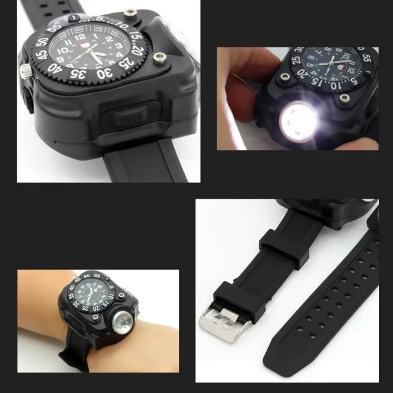 

1PCS Military Tactical Rechargeable LED Sport Wrist Watch Flashlight Compass Light LED Wrist Light