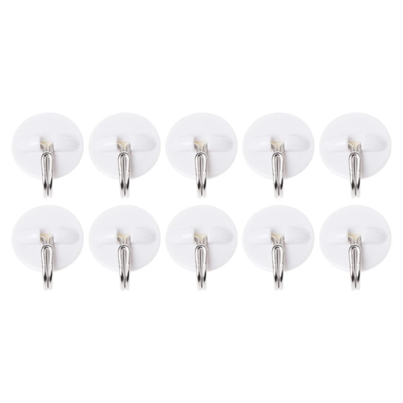 

10 Pcs Set Kitchen Bathroom Plastic Adhesive Hook Wall Sticky Mount Hanger Rack