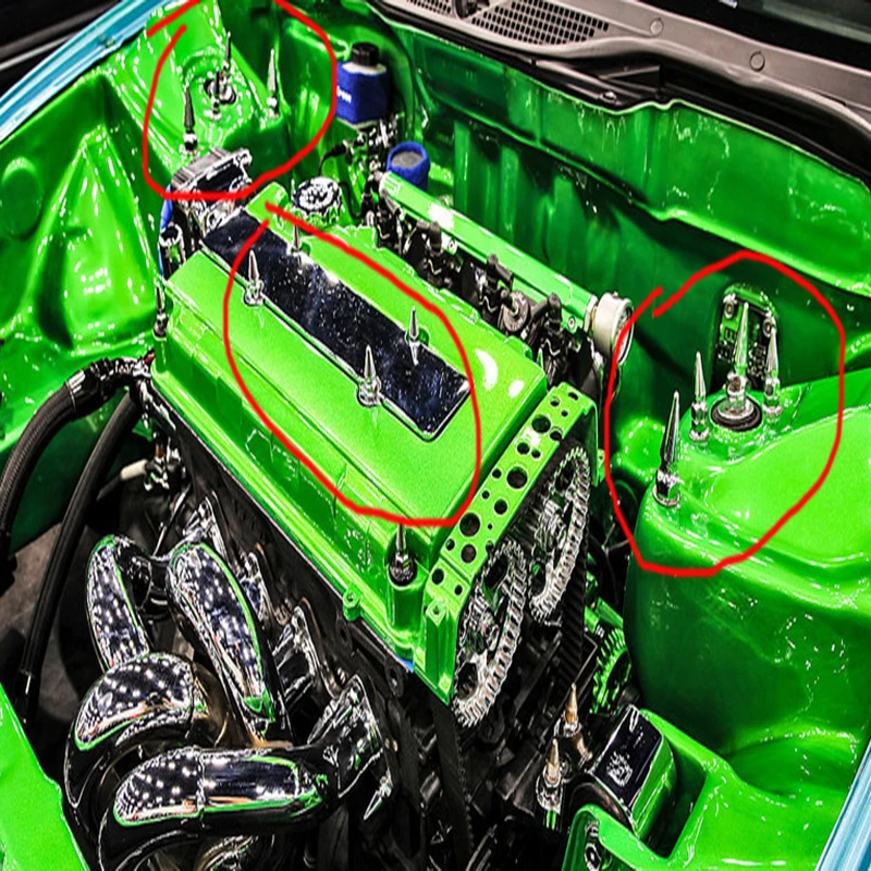 JDM СТИЛЬ M6X1.0 хромированные шипы болт Шипованный клапан крышка двигателя отсека