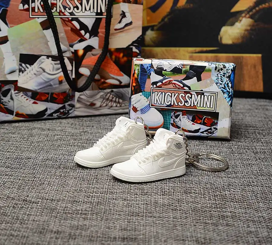 a pair w metal ring Персональный DIY Jordan Generation AIR JORDAN 1 chicago 3D кроссовок фигурный брелок сумка Подвеска парный брелок - Цвет: a pair w metal ring