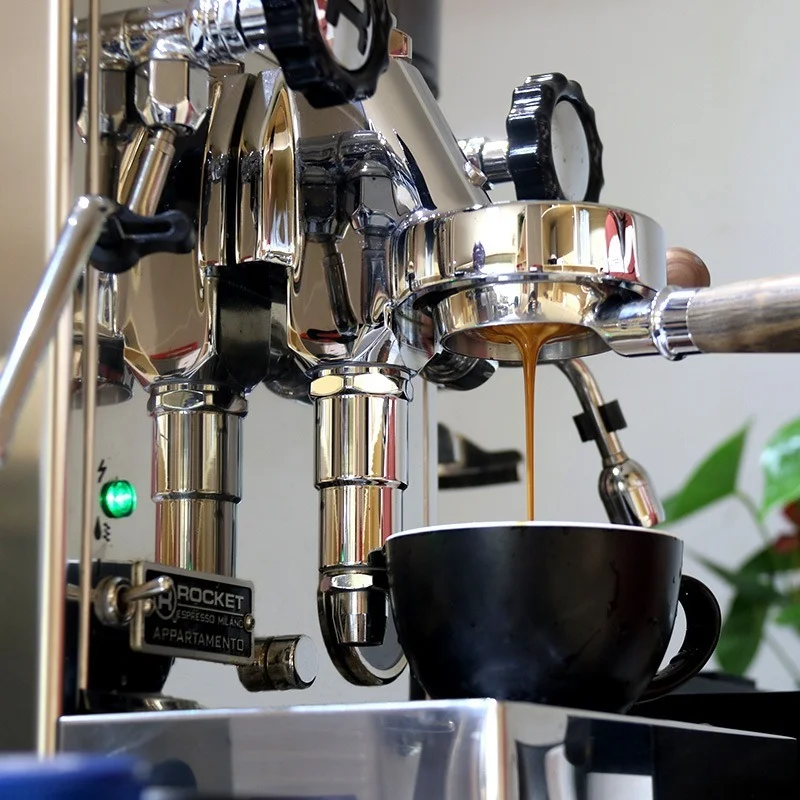 EXPOBAR-cafetera port&aacute;til E61, m&aacute;quina de caf&eacute; de madera maciza con mango sin fondo, de 58MM, de caoba, con cabezal de grupo de aplicaci&oacute;n universal-5