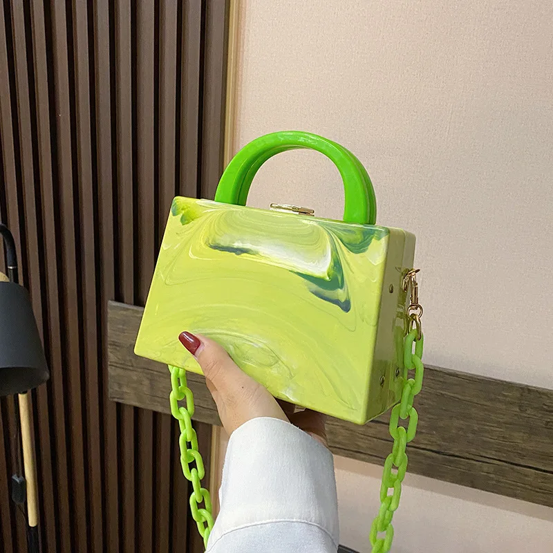 Женский акриловый клатч на цепочке с пряжкой вечерняя сумочка и кошелек модная