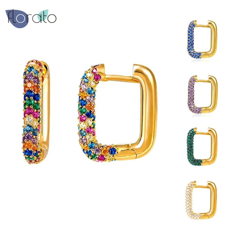 

1PC Hoop Earrings 925 Sterling Silver Zircon Fashion Women's Bohemian Wedding High Quality Luxury Custom Gold Earrings Jewelry