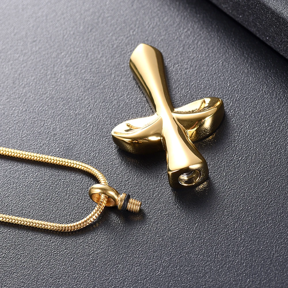 

IJD9976 Angel Wings Stainless steel Cross Cremation necklace for Ashes Pendant Urn Pet/Human Memorial Women Men Keepsake jewelry