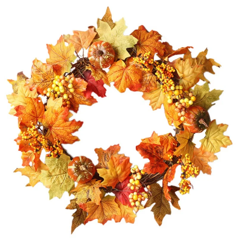 

Artificial Maple Leaf Pumpkin Garland Hanging Decoration Halloween Thanksgiving Christmas Theme Party Home Decoration