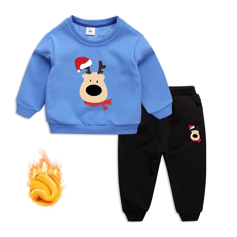 

Christmas Deer Print 2Pcs Boys Girls Clothing Sets Autumn Winter Warm Hoodie Suit Baby Clothing Sets Kids Clothes Unisex Suit