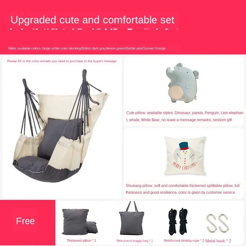 

Swinging hammock chair with two pillows, laptop, hangin', rope, chair seat with two garden pillows,
