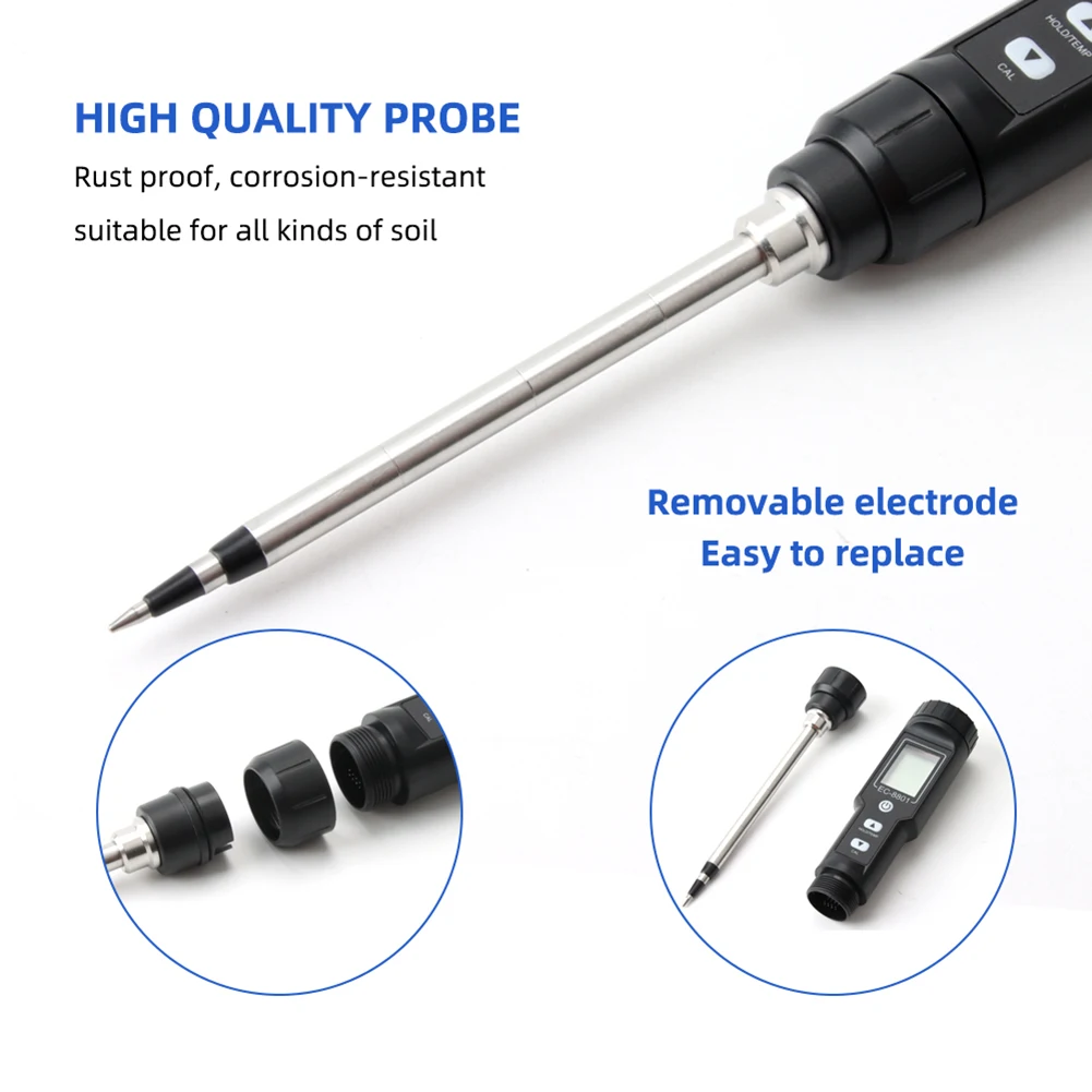 

EC Temperature Digital Soil Tester Probe Potted Waterproof Plants Garden Plant Flower Humidity Measuring Device for Garden