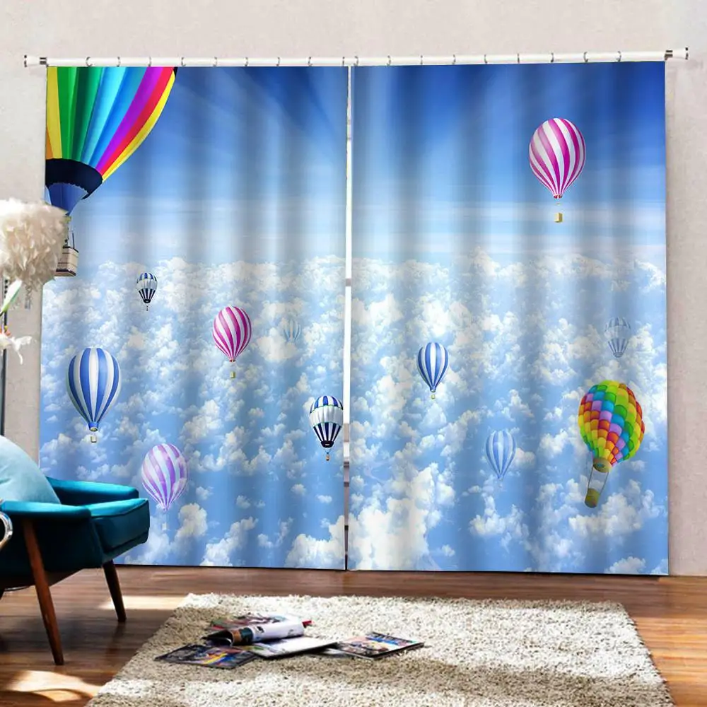 Синие занавески s cloud sky 3D затемненные для гостиной постельные принадлежности