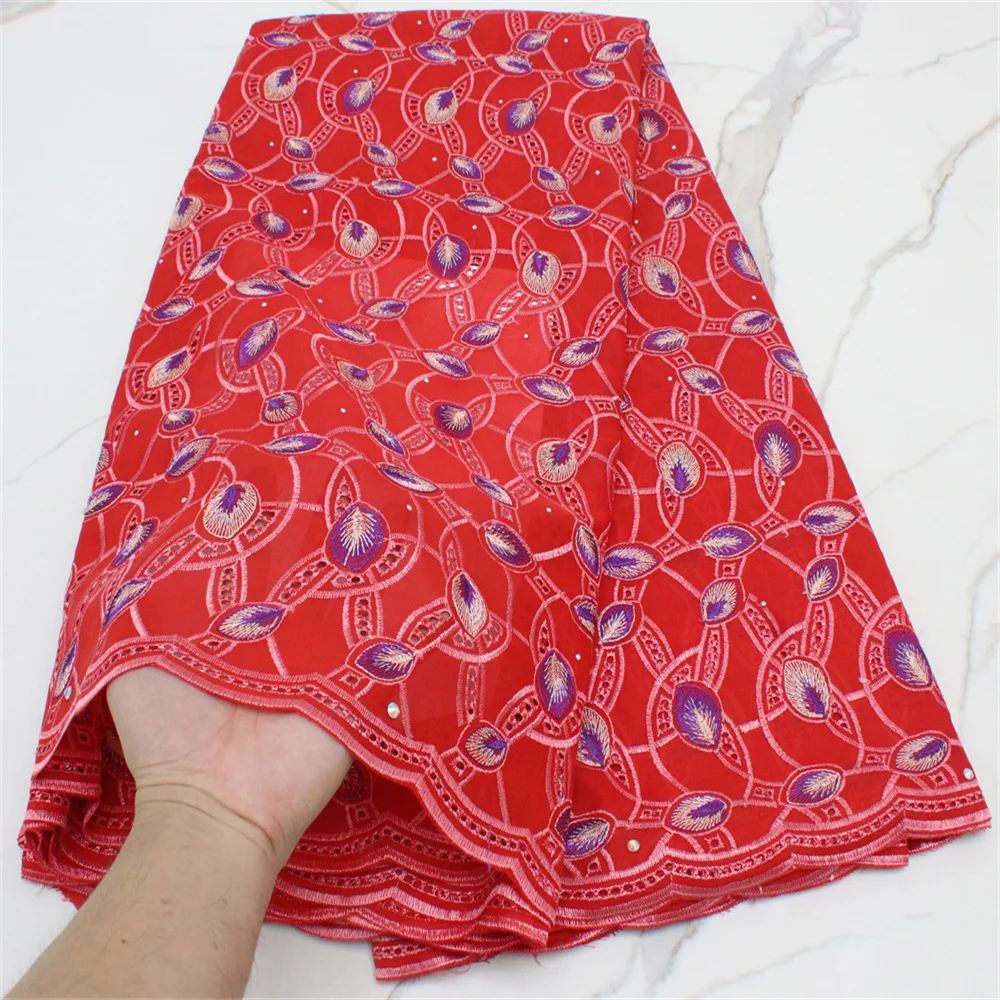 

African Lace Fabric With Stones Embroiderey Swiss Voile Lace In Switzerland For Nigerian Man Cloth Material 4286B