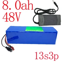48v 8ah lithium battery for electric bicycle 18650 pack 13s 2p 54 6v with 15a bms suitable for 250w 350w scooters