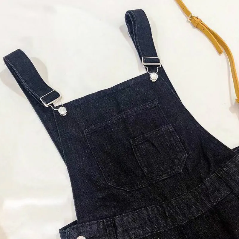 Jumpsuits Women Hole Pocket Korean Style Chic All-match Streetwear Leisure Solid Soft Casual Denim Womens Daily New Fashionable |