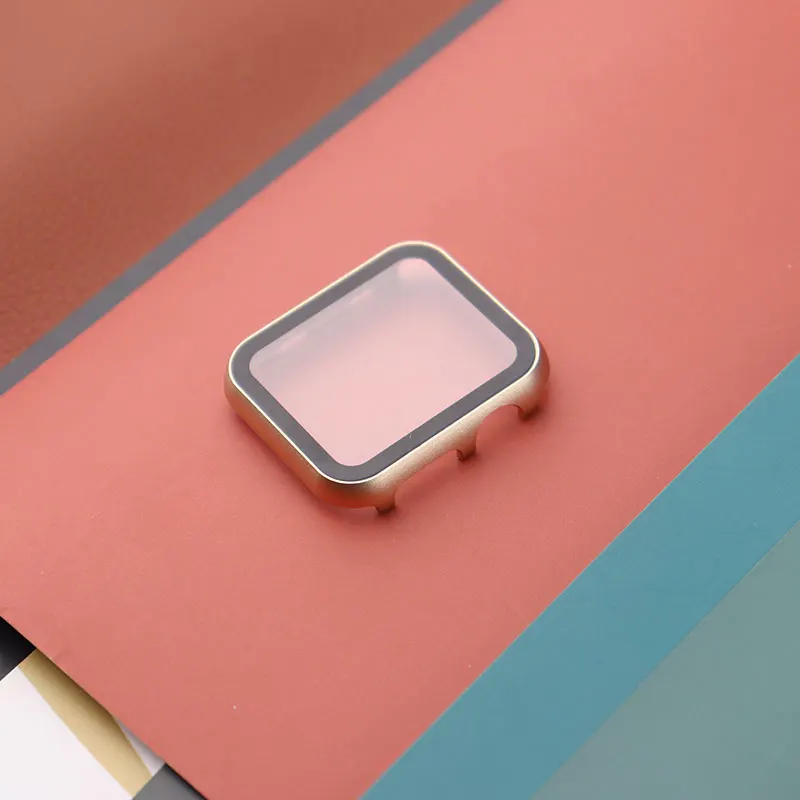 

Glass+Frame matel case For Apple Watch 6 SE 5 4 3 44mm 42mm iwatch band 40mm 38mm Metal bumper All-around screen protector frame