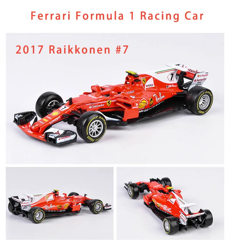 Bburago 1/43 1:43 Raikkonen No7 F1 Formula 1 гоночный автомобиль литой под давлением дисплей Модель игрушки для детей мальчиков и девочек