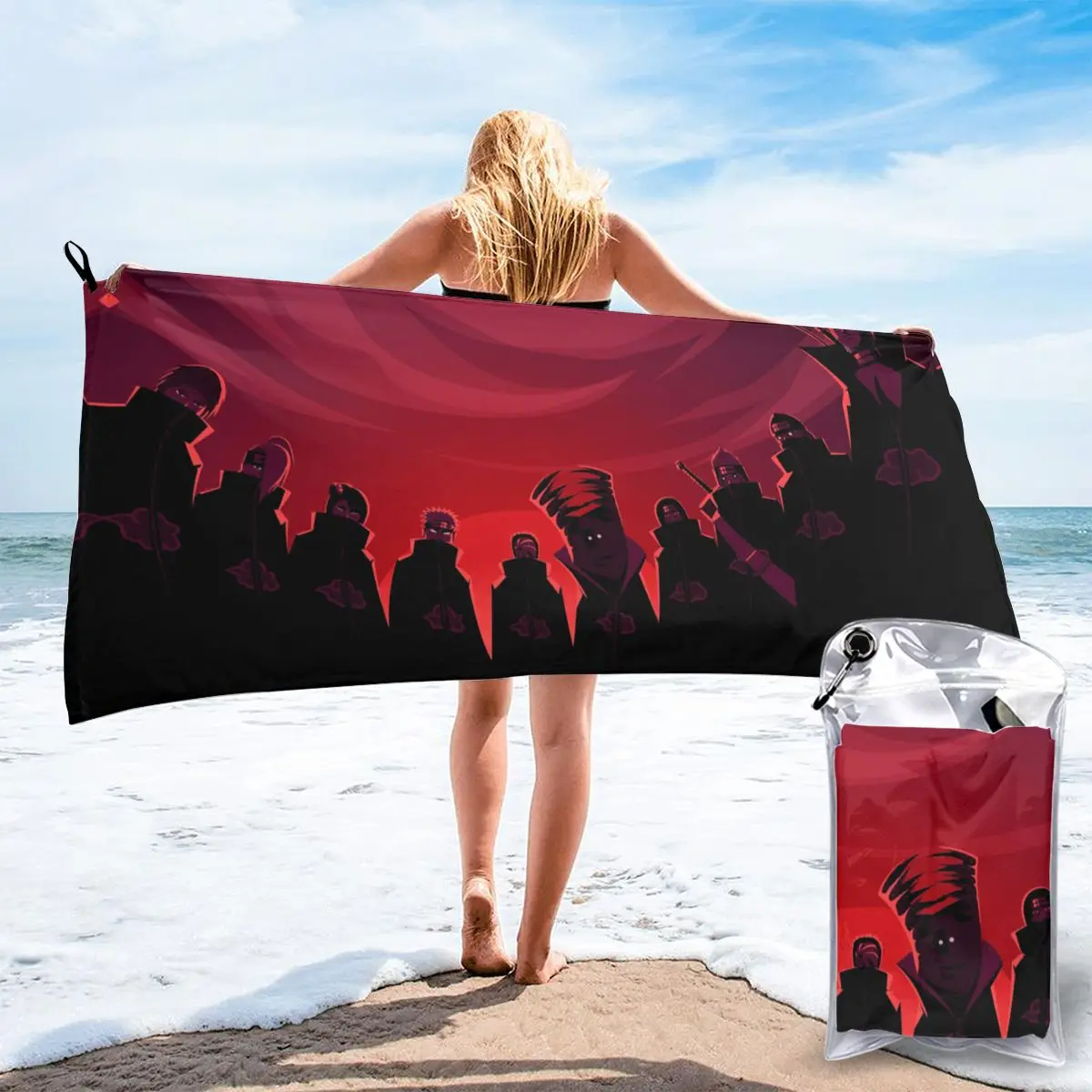 

Promo Japan Anime Akatsuki Quick dry towel Novelty Cups Quick Dry Towel Print Humor Graphic One Punch Man Beach towel