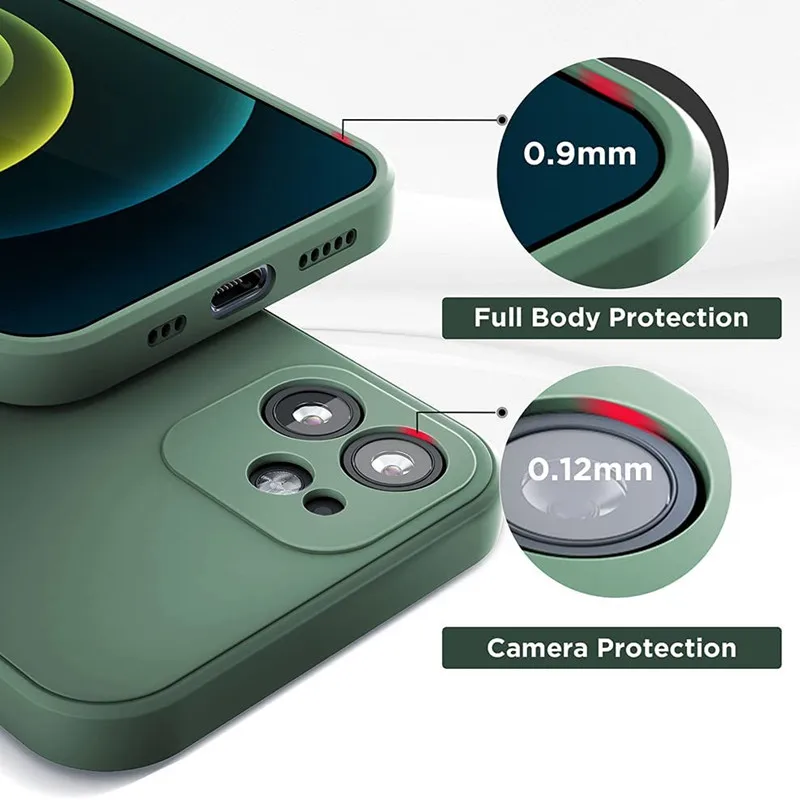 Luxury Original Square Liquid Silicone Soft Case For iPhone 12 13 11 Pro Max Mini XS X XR 7 8 Plus SE 2 Candy Solid Color Cover