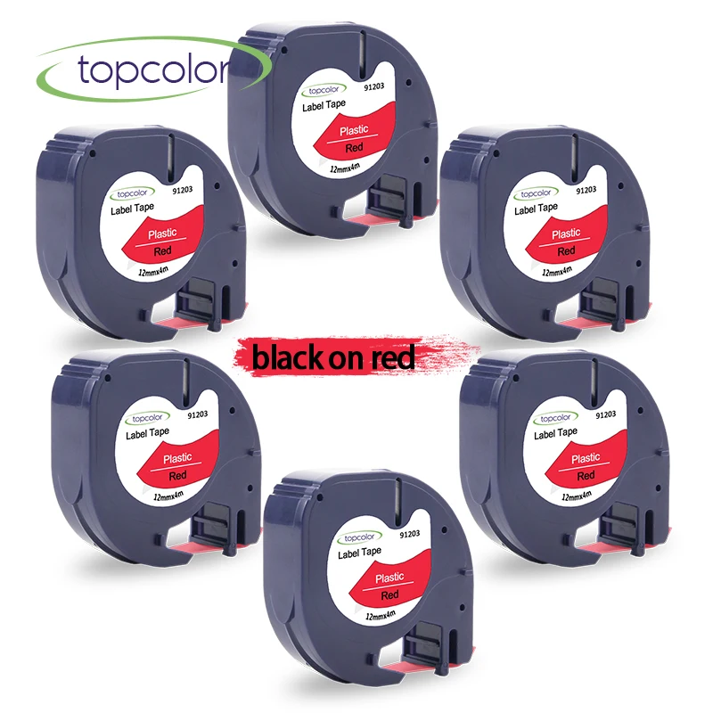 Topcolor черный на красном 91203 этикетке производитель совместим с DYMO LT 100H 100T LetraTag 12 мм