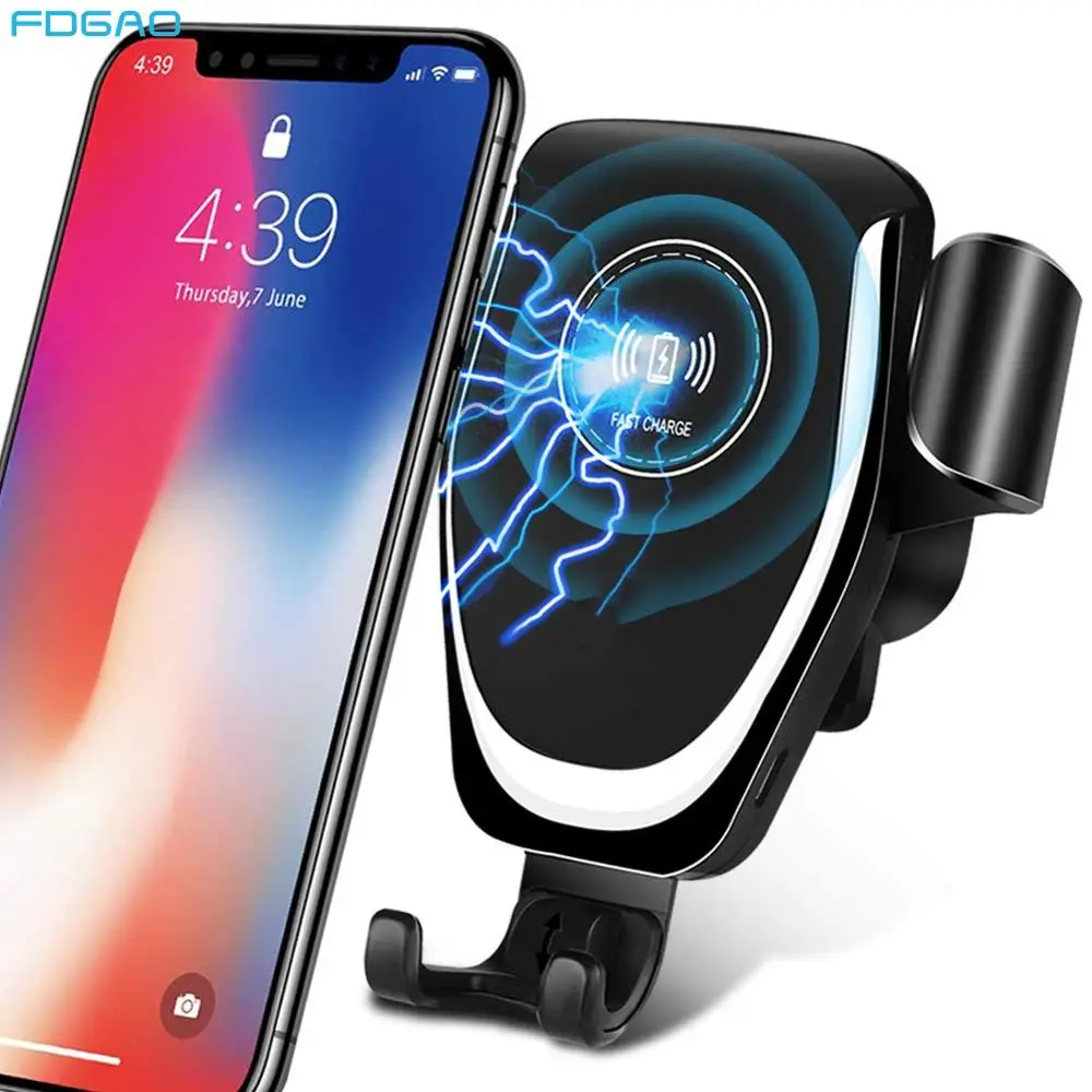 FDGAO 10W Qi Wireless Car Charger For iPhone 11 Pro X XS Max XR 8 Air Vent Fast Charging Car Phone Holder For Samsung S20 S10 S9