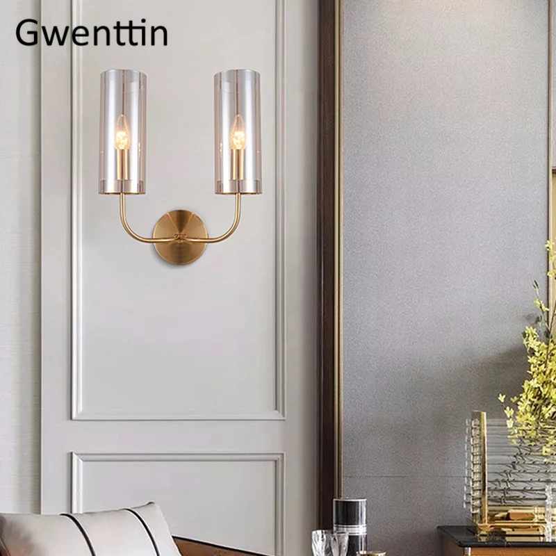 Современные Роскошные Синие Стеклянные Настенные светильники светодиодное