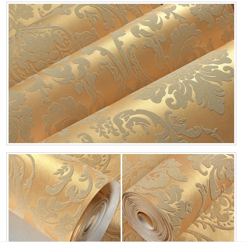 

European 3D Relief Damask Design Wall Paper Home Decor Bedroom Living Room non-woven Classic Wallpaper for Walls Roll