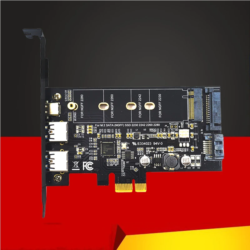 Адаптер PCIe с двумя портами USB 3 0 адаптер Type c M.2 M2 SSD SATA B Ключ к PCI e Карта контроллера