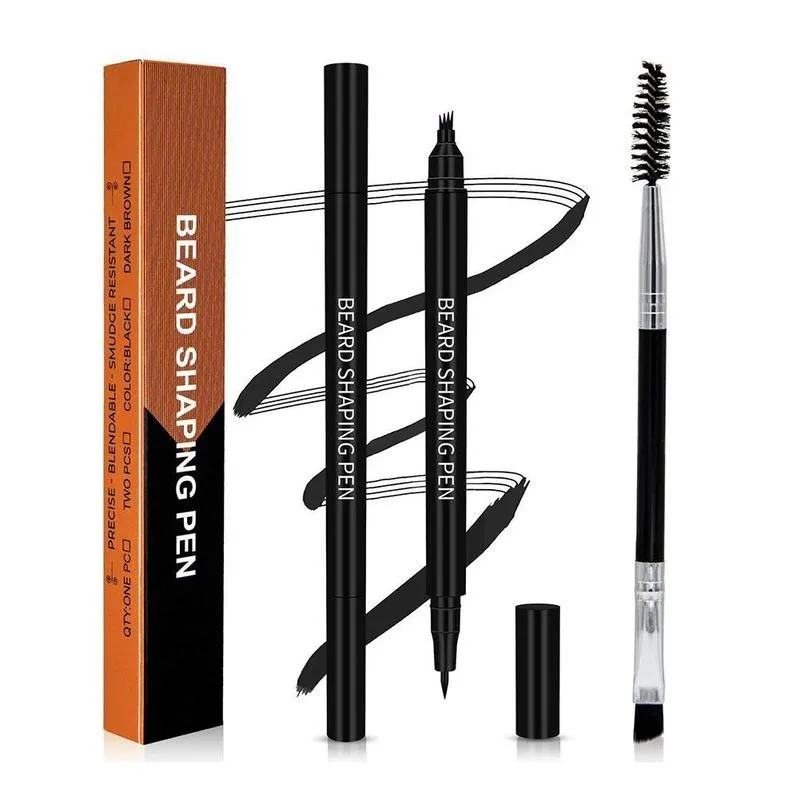 

Two-in-one Four-pronged Tip Men's Beard Pen 1pc Waterproof Brown Pen Black Beard Filling Pen / Dark Beard Dye V1F9