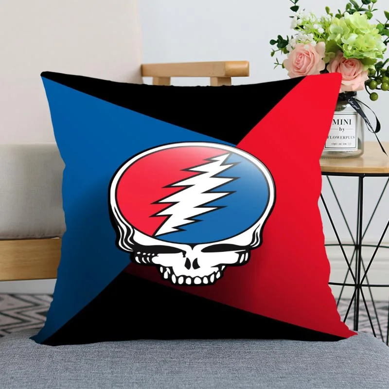 

New Arrival Grateful Dead Pillowcase Bedroom Home Decorative Gift Pillow Cover Square Zipper Pillow Cases 40x40,45x45 Satin Soft