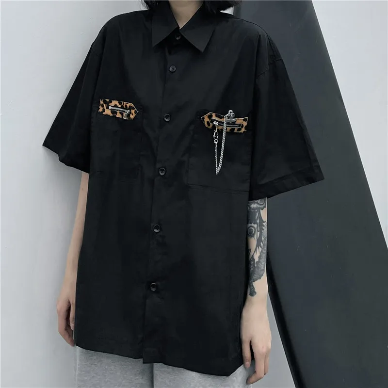 Для мужчин и женщин на пуговицах в стиле пэчворк с леопардовым принтом карманная