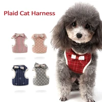 plaid cat harness mesh breathable pet dog harness leash set i shape cat walking chest strap traction rope suit pet accessories
