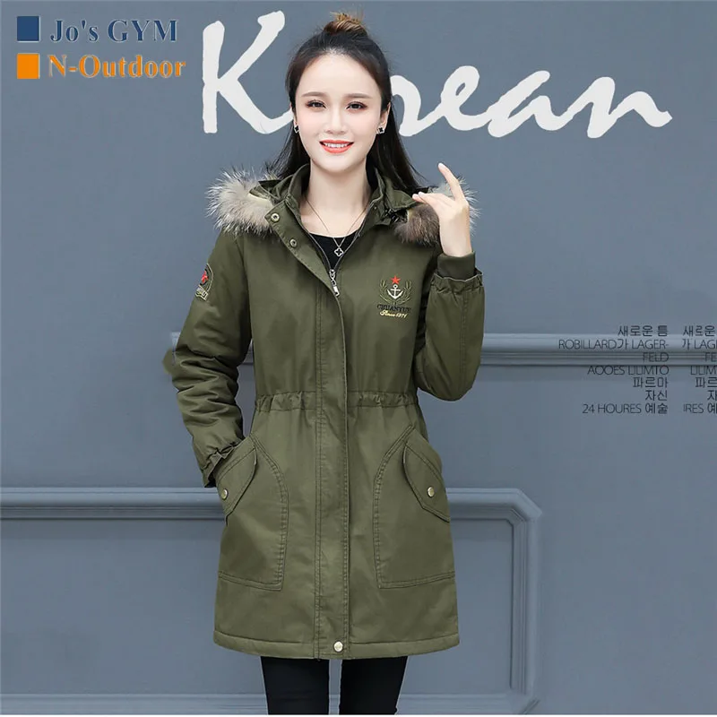 Women's Outdoor Hooded Military Coat Trekking Hunting Camping Hiking Tactical Jacket Army Green Cotton Warm Sports Outwear Women